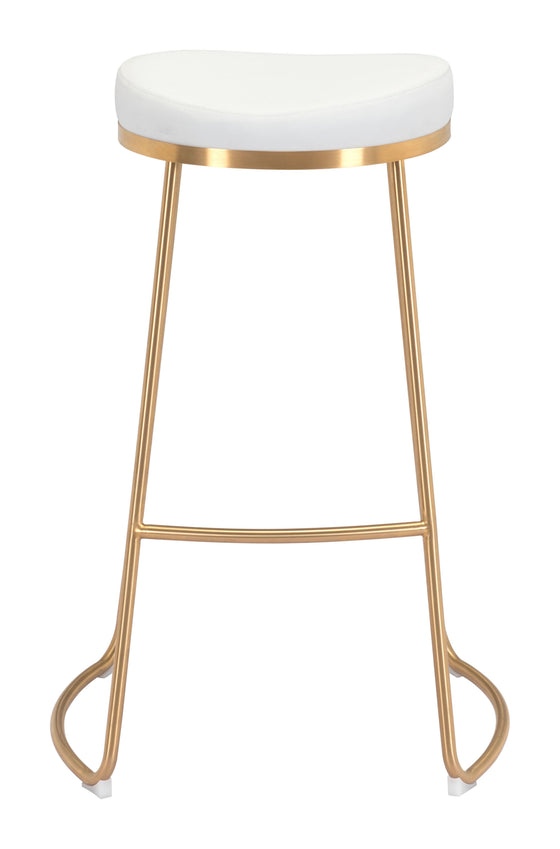 Set of 2 Bree Counter Stools in White and Gold