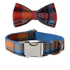 Luxury Orange and Blue Plaid Dog Collar and Leash