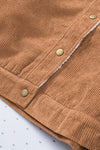 Brown Casual Sherpa Lining Corduroy Jacket