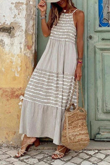  Grey Tie Dye Spaghetti Strap Summer Maxi Dress