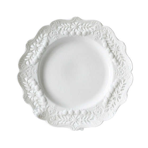 10" White Vintage Style Laced Dinner Plate