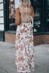 White Floral Slit Ruffled Halter Neck Maxi Dress