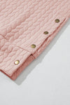 Black Quilted Snap Button Detail Drop Shoulder Sweatshirt | Available in Pink