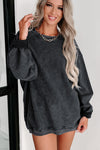 Pink Solid Ribbed Round Neck Pullover Sweatshirt |Available in 6 Colors