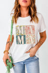 White MAMA Floral Graphic T Shirt