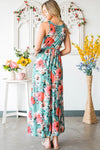 Green Floral Sleeveless Maxi Dress