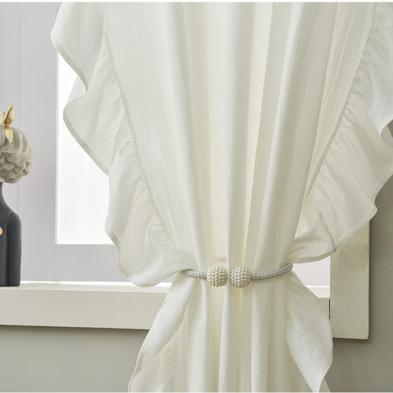 Cotton Pleated and Ruffled Window Curtain Panel