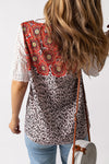 Leopard Mandala Print Patchwork Blouse