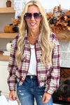 Multicolor Plaid Print Turn Down Collar Zip Up Jacket