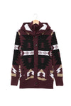 Burgundy Southwestern Inspired Hooded Cardigan