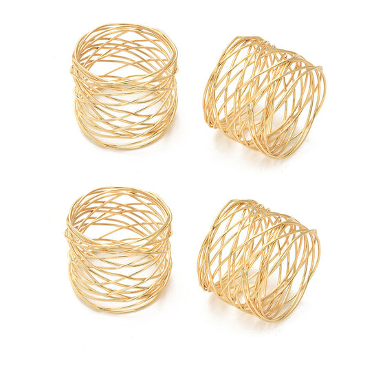 Metal Woven Napkin Ring Set in Gold and Silver Finish