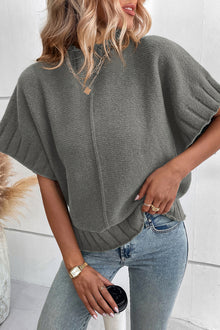  Medium Grey Mock Neck Batwing Sleeve Knit Sweater | Available in 4 Colors