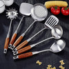 Wooden Handle Stainless Steel Cooking Utensil Set and Organizer