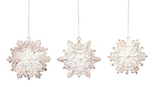  Set of 12 Gold and White Snowflake Christmas Ornaments