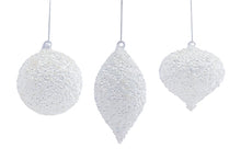  4 Sets of 3 White Glass Christmas Ornaments