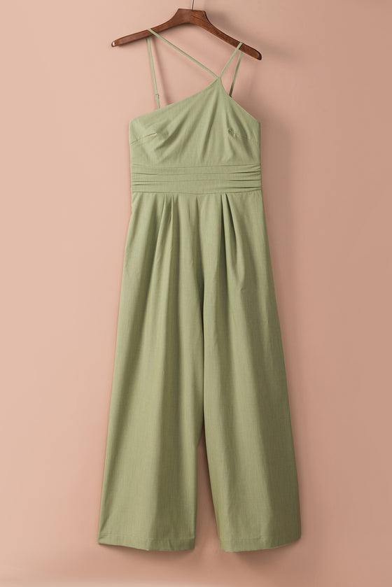 Green Asymmetric Wide Leg Jumpsuit