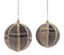  2 Sets of 2 Rustic Plaid Christmas Ornaments