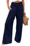 Khaki Smocked High Waist Wide Leg Pants | Available in 7 Colors