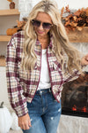 Multicolor Plaid Print Turn Down Collar Zip Up Jacket