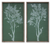 Set of 2 -Vintage Framed Green and White Tree Print