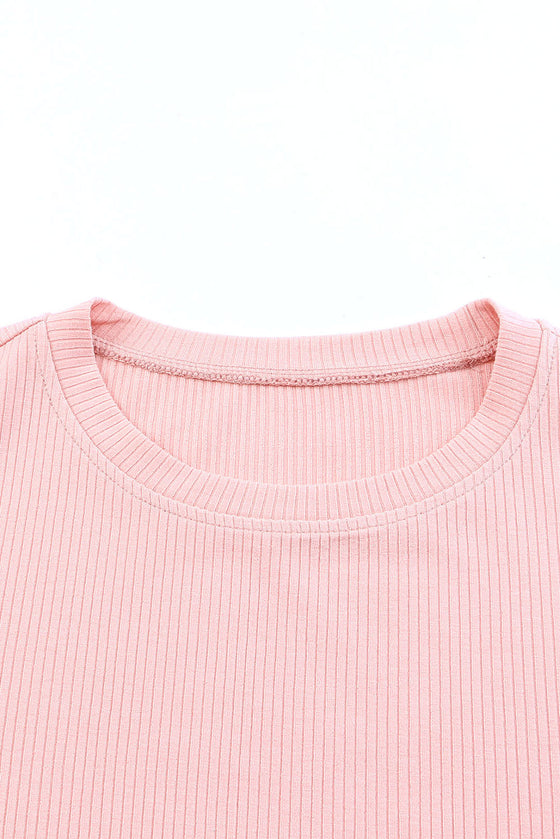 Pink Ruffle Ribbed Knit Top | Available in 3 Colors