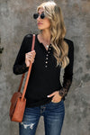 Beige Ribbed Lace Crochet Long Sleeve Shirt | Also Available in Black