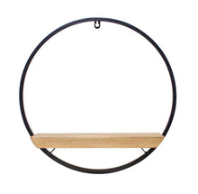  17" Circle Iron and Wood Wall Shelf