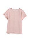 Light Pink Textured Frill Cuffs Short Sleeve Blouse