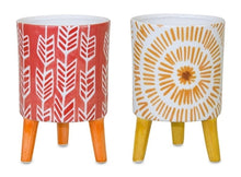  Red and Yellow Patterned Pot Set with Legs