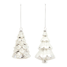  3 Sets of 2 Silvery White Christmas Tree Ornaments