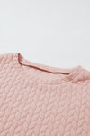 Black Quilted Snap Button Detail Drop Shoulder Sweatshirt | Available in Pink