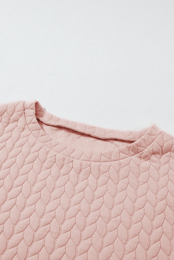 Black Quilted Snap Button Detail Drop Shoulder Sweatshirt | Available in Pink