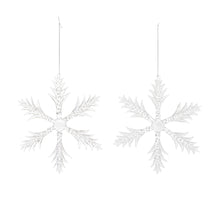  Set of 2 Large Glass Snowflake Ornaments