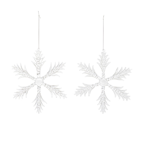 Set of 2 Large Glass Snowflake Ornaments