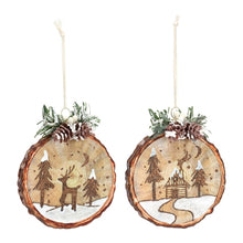  3 Sets of 2 Cabin and Deer Glass Christmas Ornaments