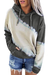 Grey Tie Dye Print Kangaroo Pocket Hoodie