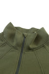 Brown Zip Up Stand Collar Thumbhole Sleeve Sweatshirt | Available in 4 Colors