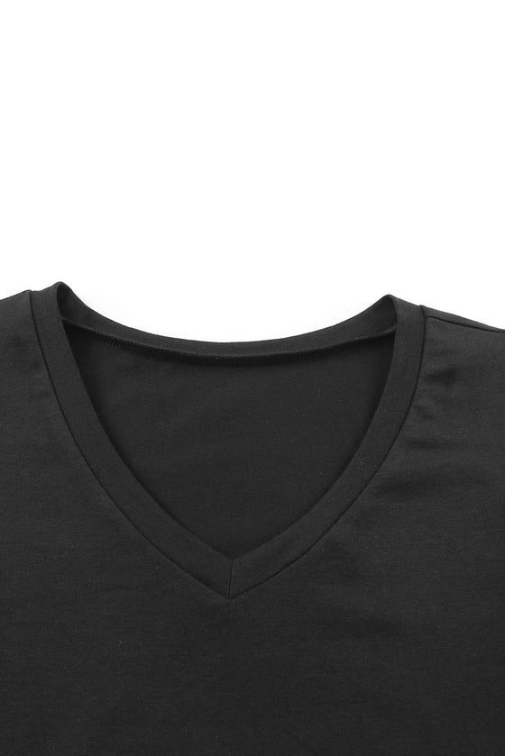 Black Puff Sleeve V Neck T-Shirt | Available in 3 Colors