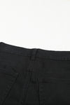 Black Buttons Frayed Cropped High Waisted Jeans | Additional Color Options