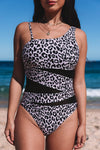 Cheetah Asymmetrical Mesh One Piece Swimsuit