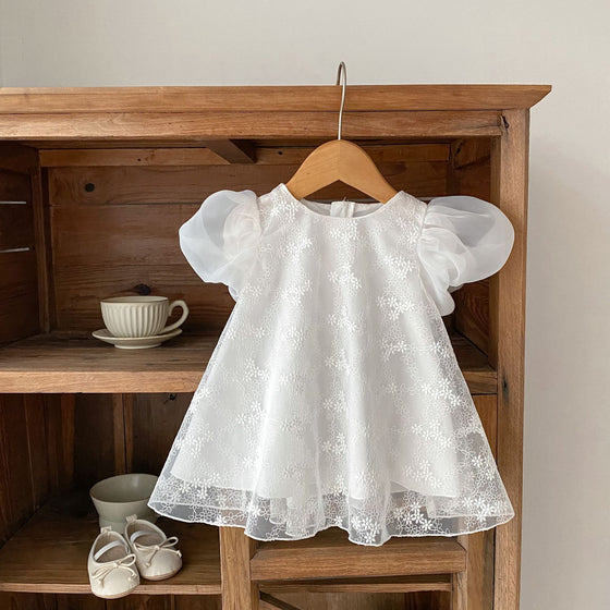 Baby Princess Hundred Days Banquet Clothes Puff Short Sleeve Cotton Lace Skirt