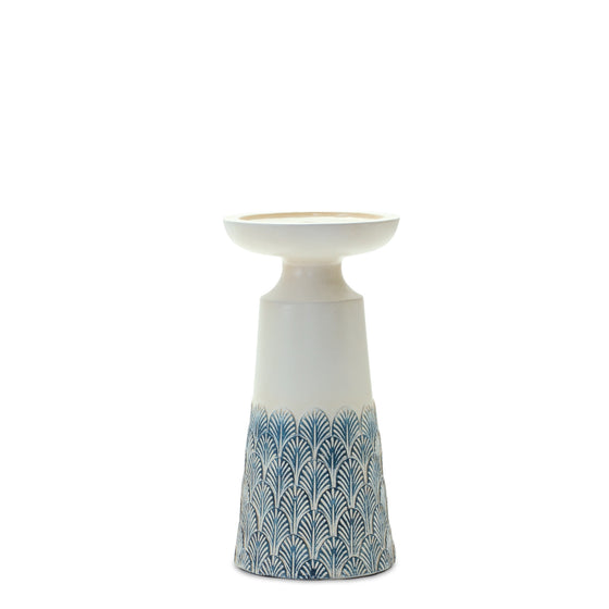 Scallop Design Candle Holder (Set of 2) in Blue