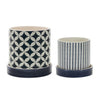 Black and Tan Geometric Patterned Flowerpot Set