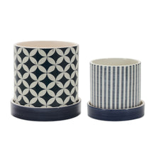  Black and Tan Geometric Patterned Flowerpot Set