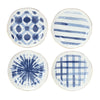 7" Set of 4 Blue and White Patterned Plats