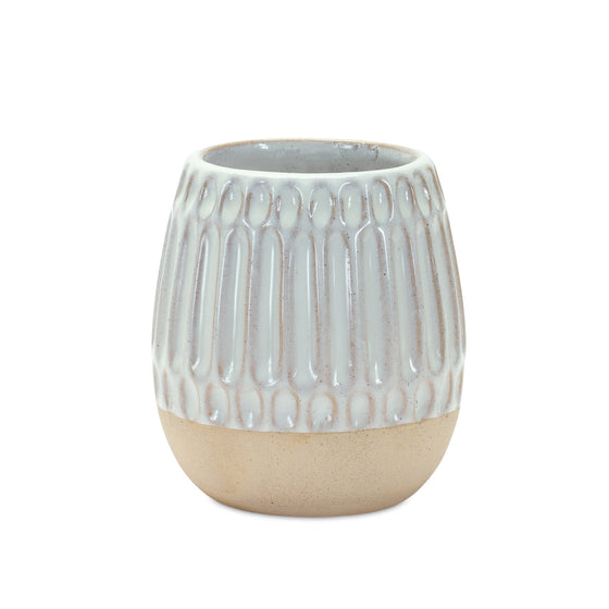 Geometrical Design Porcelain Pot Set in White