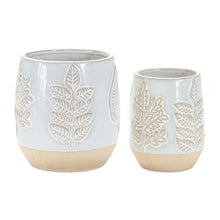  Leaf Decorated Porcelain Pot Set in White