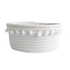 White Cotton Rope Storage Basket with Pom Pom Trim | Available in 4 Colors