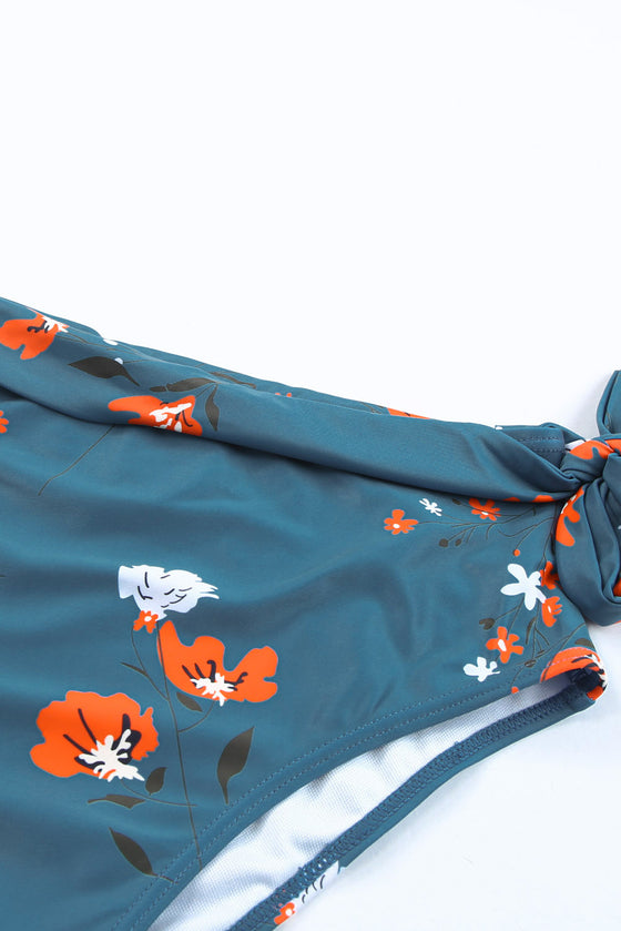 Orange Casual Floral Printed Waist Lace Up High Waist Bikini | Available in 2 Colors