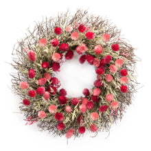 Pink and Red Mixed Pod Wreath -21"D